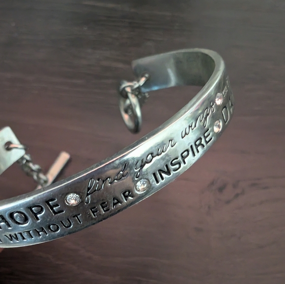 Engraved Gold/ Silver Tone Cuff Bracelet - Picture 8 of 11